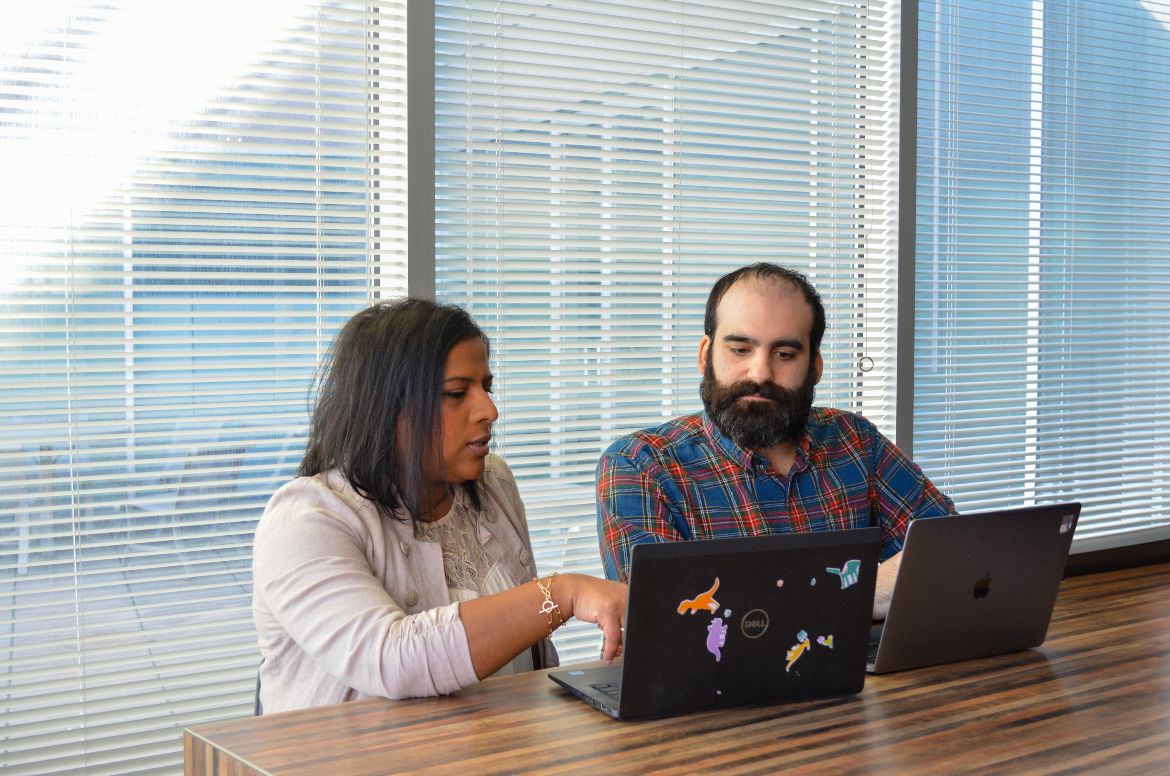 Photo of OTT licensing associate, Catherine, and intern, Jakob